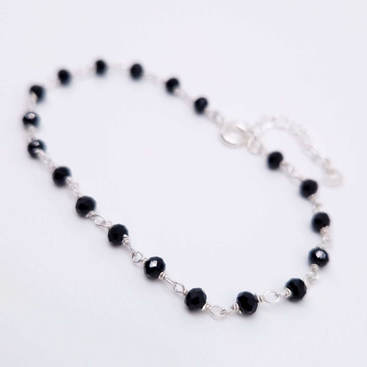 Armband schwarzer Spinell 925 Silber filigran Edelstein Naturstein facettiert