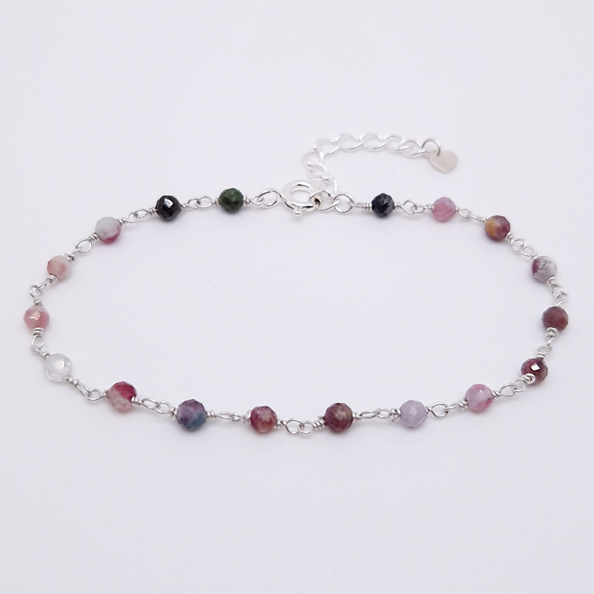 Armband Turmalin 925 Silber filigran Edelstein Naturstein facettiert