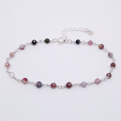 Armband Turmalin 925 Silber filigran Edelstein Naturstein facettiert