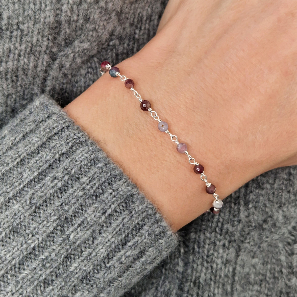 Armband Turmalin 925 Silber filigran Edelstein Naturstein facettiert