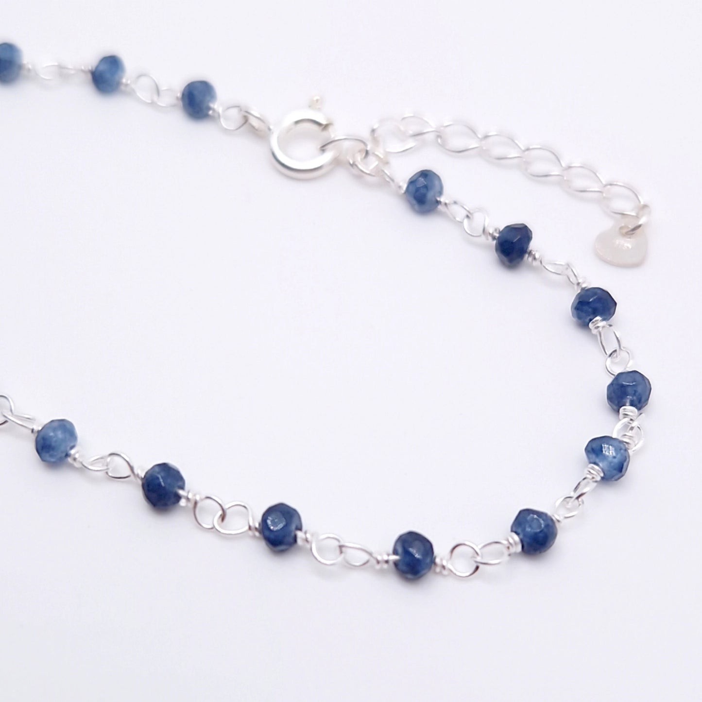 Armband blaue Jade 925 Silber filigran Edelstein Naturstein facettiert