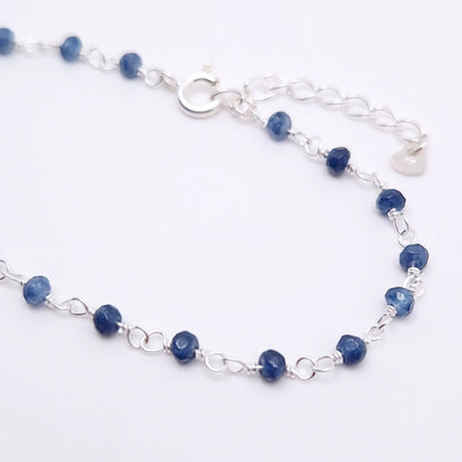 Armband blaue Jade 925 Silber filigran Edelstein Naturstein facettiert