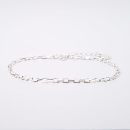 Armband Paperclip 925 Silber Venezianer lange rechteckige Kettenglieder