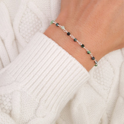 Armband grüner Zoisit 925 Silber Natursteinperlen Edelstein facettiert