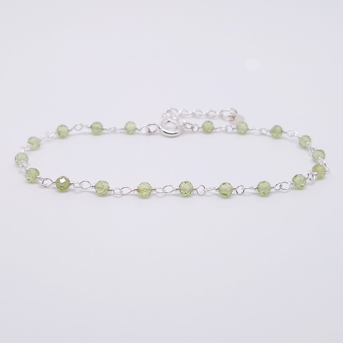 Armband Peridot 925 Silber filigran Edelstein Natursteinperlen facettiert
