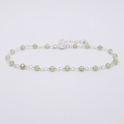 Armband Peridot 925 Silber filigran Edelstein Natursteinperlen facettiert