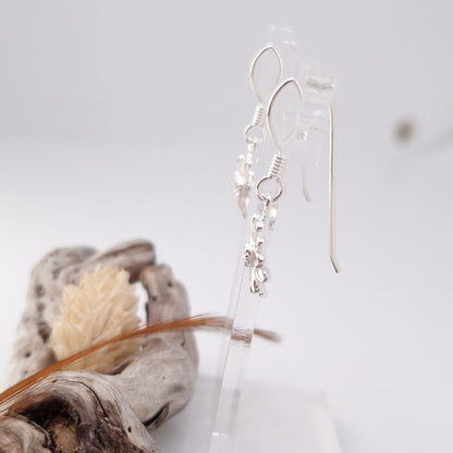 Ohrringe Margerite mit Zirkonia Kristall 925 Silber Blumen Hängeohrringe