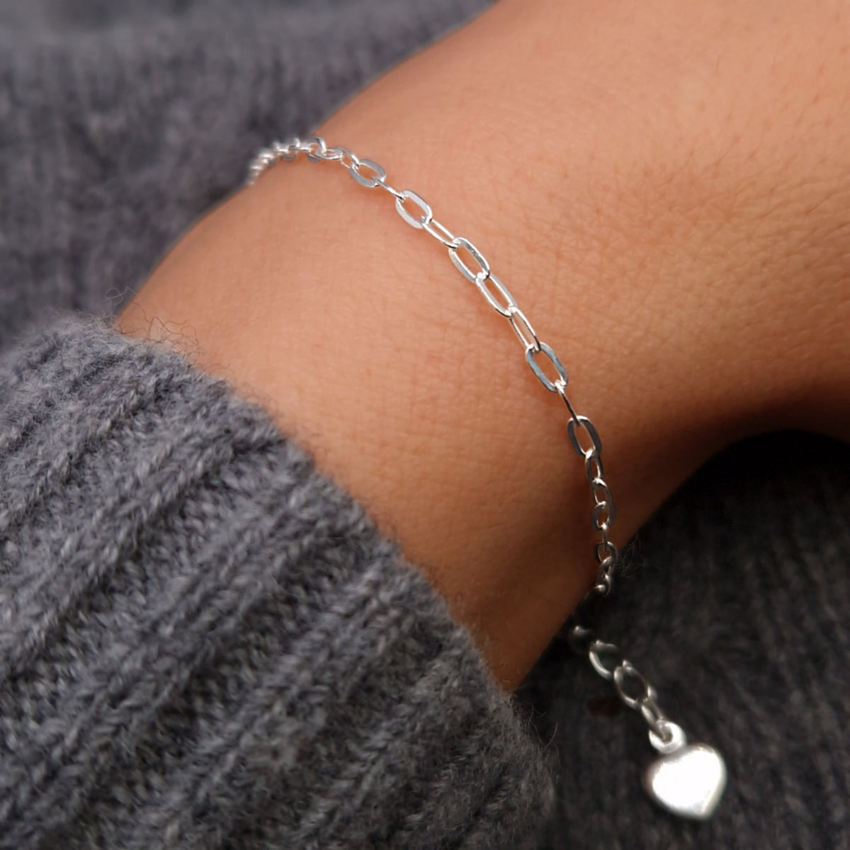 Zartes Armband Paperclip 925 Silber lange ovale Kettenglieder