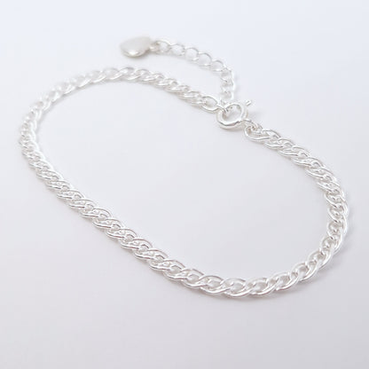 Armband breit geflochten 925 Silber Fantasie Gliederkette 3 mm