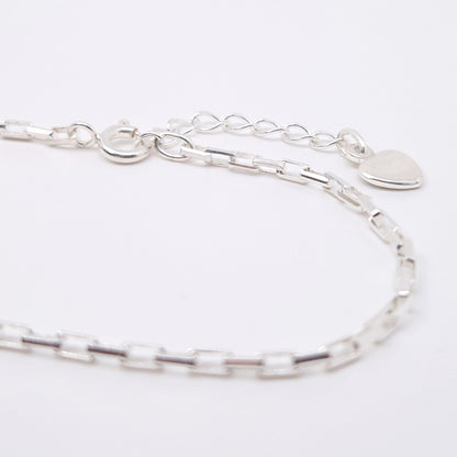 Armband Paperclip 925 Silber Venezianer lange rechteckige Kettenglieder