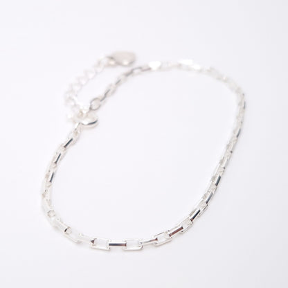 Armband Paperclip 925 Silber Venezianer lange rechteckige Kettenglieder