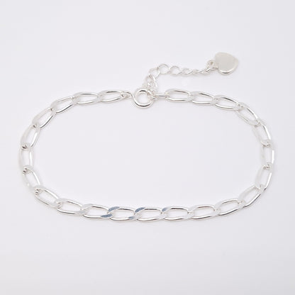 Armband Panzerkette 925 Silber lange rechteckige große Kettenglieder