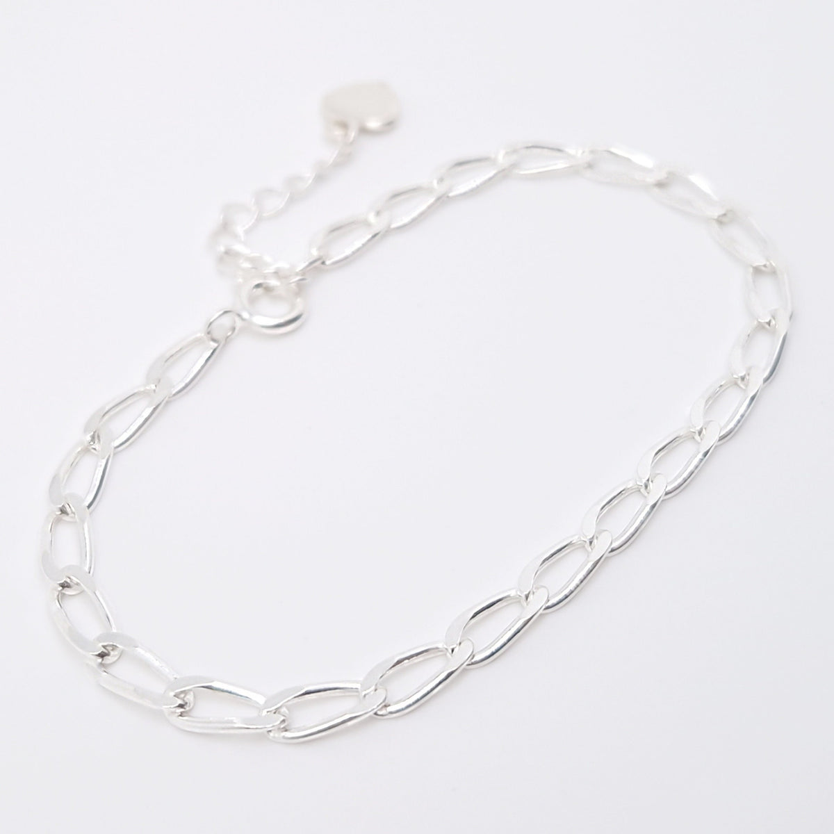 Armband Panzerkette 925 Silber lange rechteckige große Kettenglieder