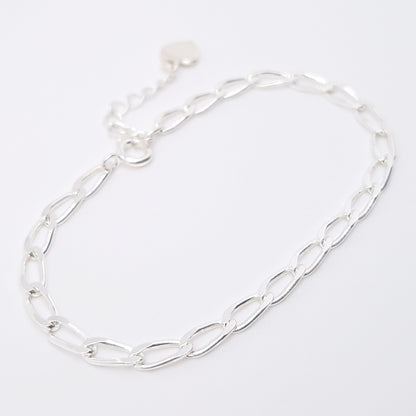 Armband Panzerkette 925 Silber lange rechteckige große Kettenglieder