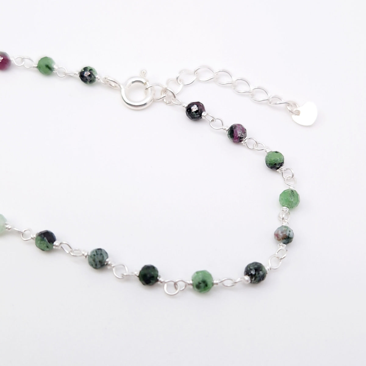 Armband grüner Zoisit 925 Silber Natursteinperlen Edelstein facettiert