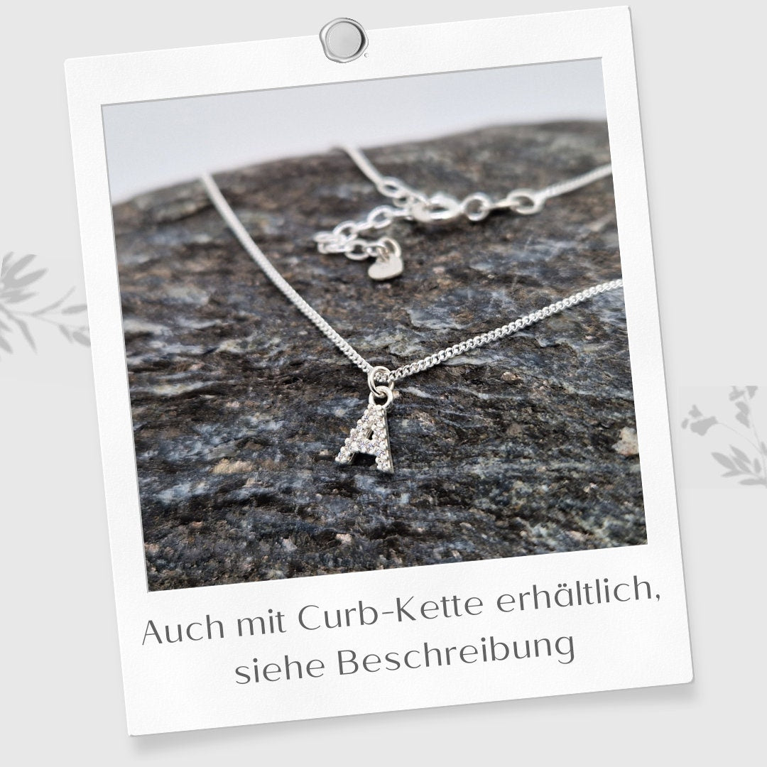 Buchstaben Kugelkette mit Kristall Buchstaben 925 Silber personalisierbar