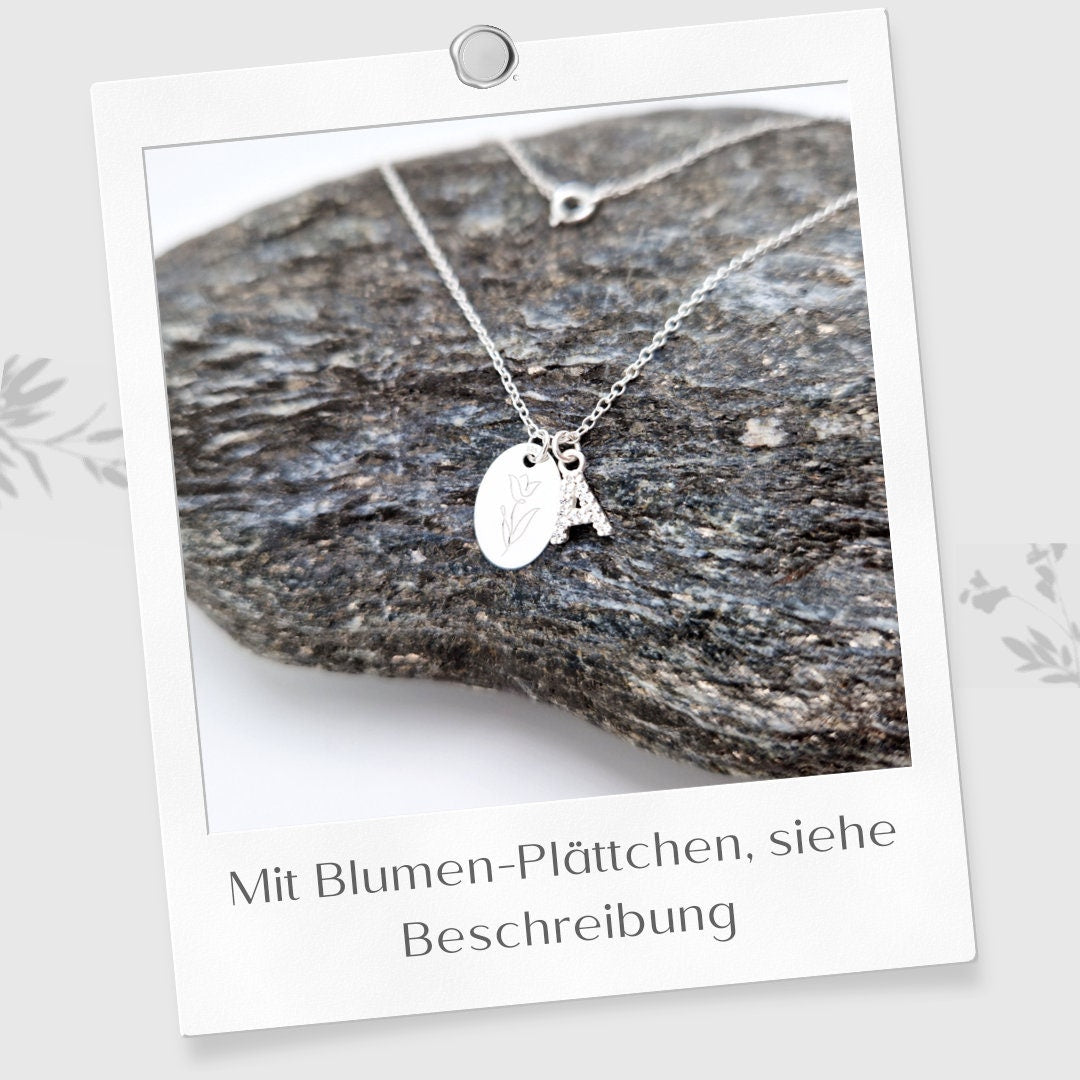 Buchstaben Kugelkette mit Kristall Buchstaben 925 Silber personalisierbar