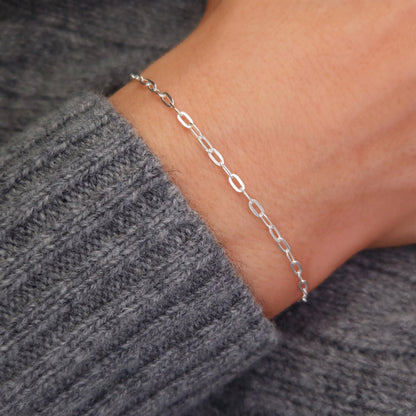 Zartes Armband Paperclip 925 Silber lange ovale Kettenglieder