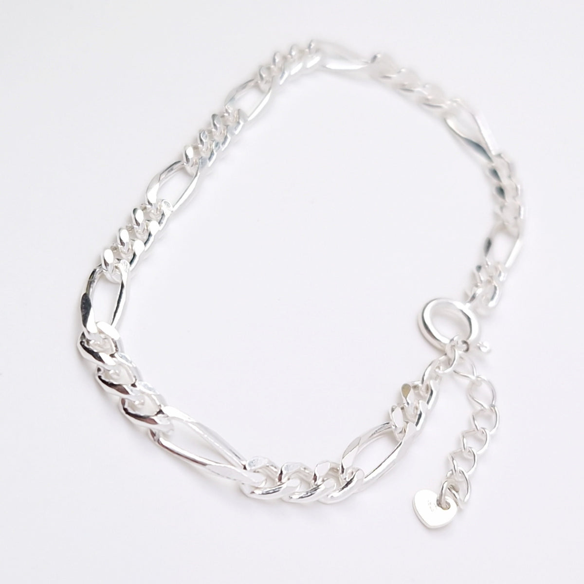 Figaro Armband breit 925 Silber Silberarmband massiv große Kettenglieder 4,3 mm