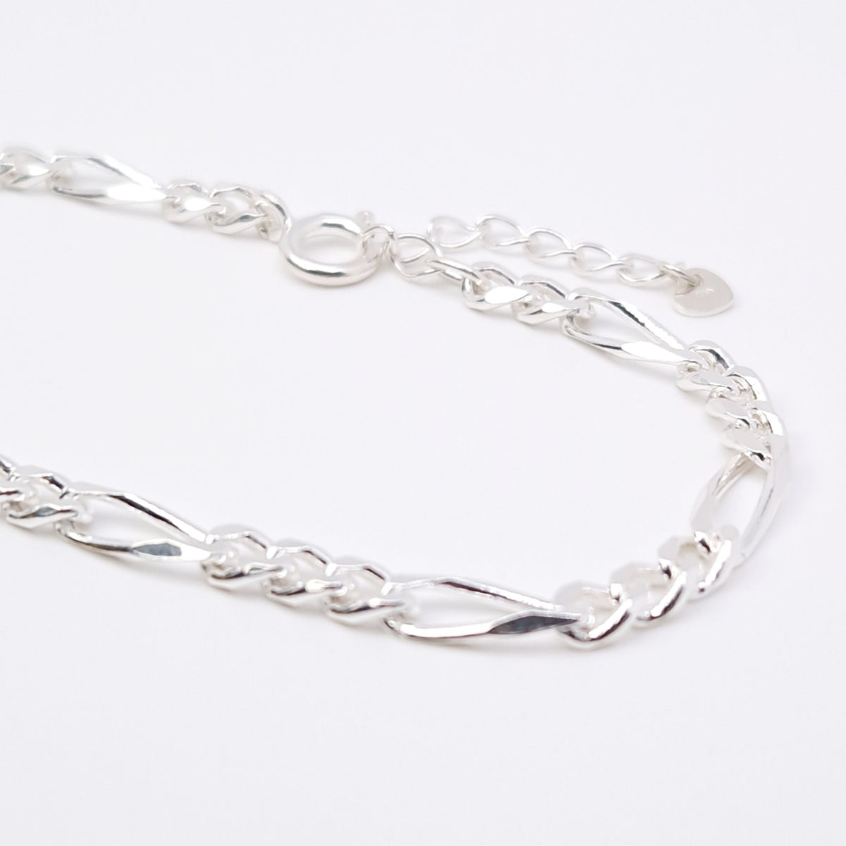 Figaro Armband breit 925 Silber Silberarmband massiv große Kettenglieder 4,3 mm