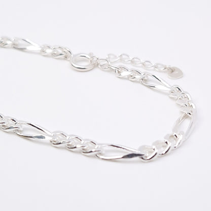 Figaro Armband breit 925 Silber Silberarmband massiv große Kettenglieder 4,3 mm