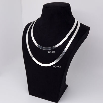 Flache 5,5 mm breite Herringbone Halskette aus massivem 925 Sterling Silber in den Längen 40 oder 50 cm