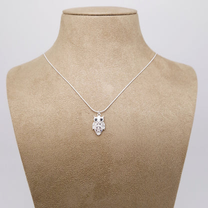 Halskette kleine Eule 925 Silber mit Zirkonia Kristallen