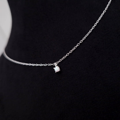 Halskette zarter Opal Tautropfen 925 Silber sehr fein 3 mm