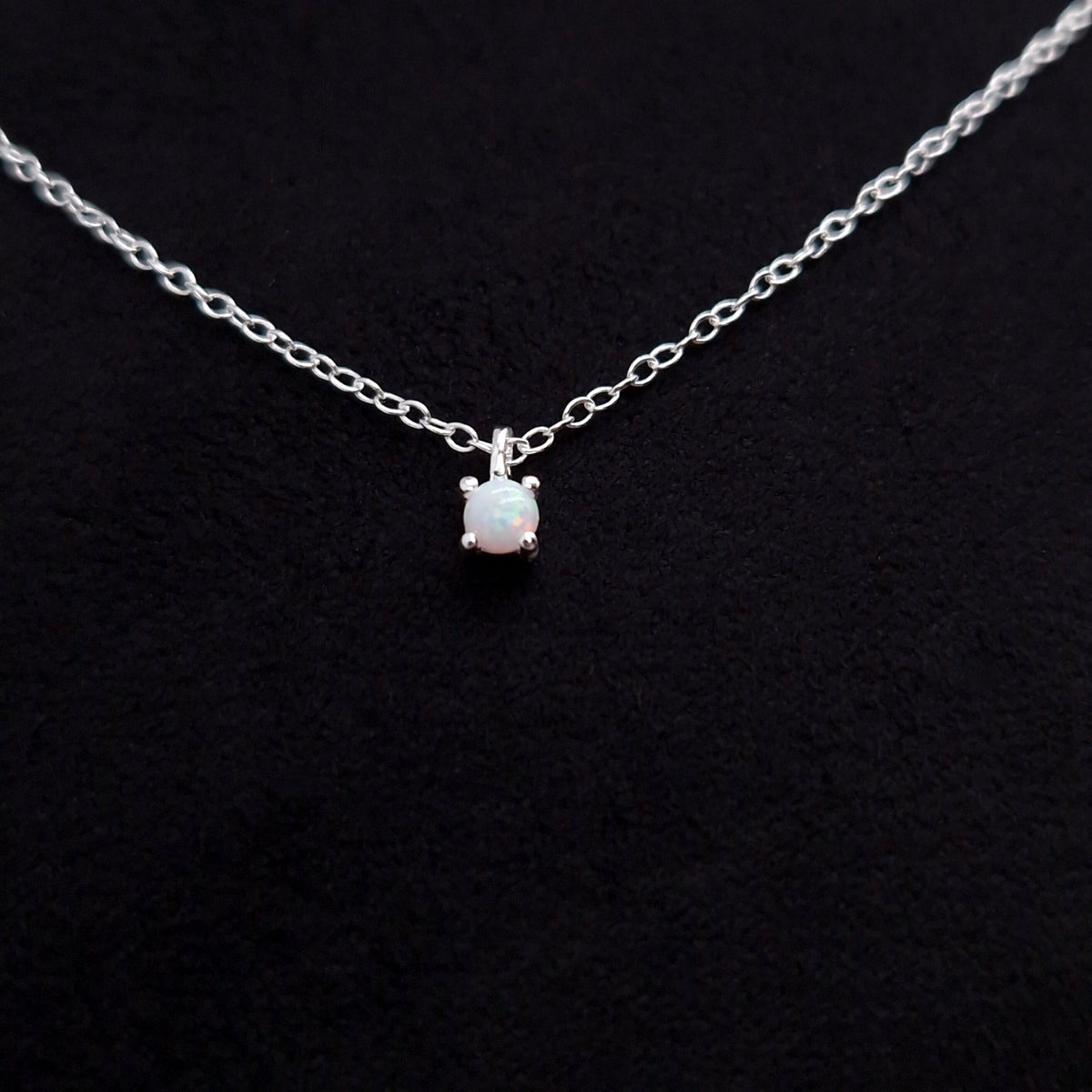 Halskette zarter Opal Tautropfen 925 Silber sehr fein 3 mm