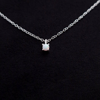 Halskette zarter Opal Tautropfen 925 Silber sehr fein 3 mm