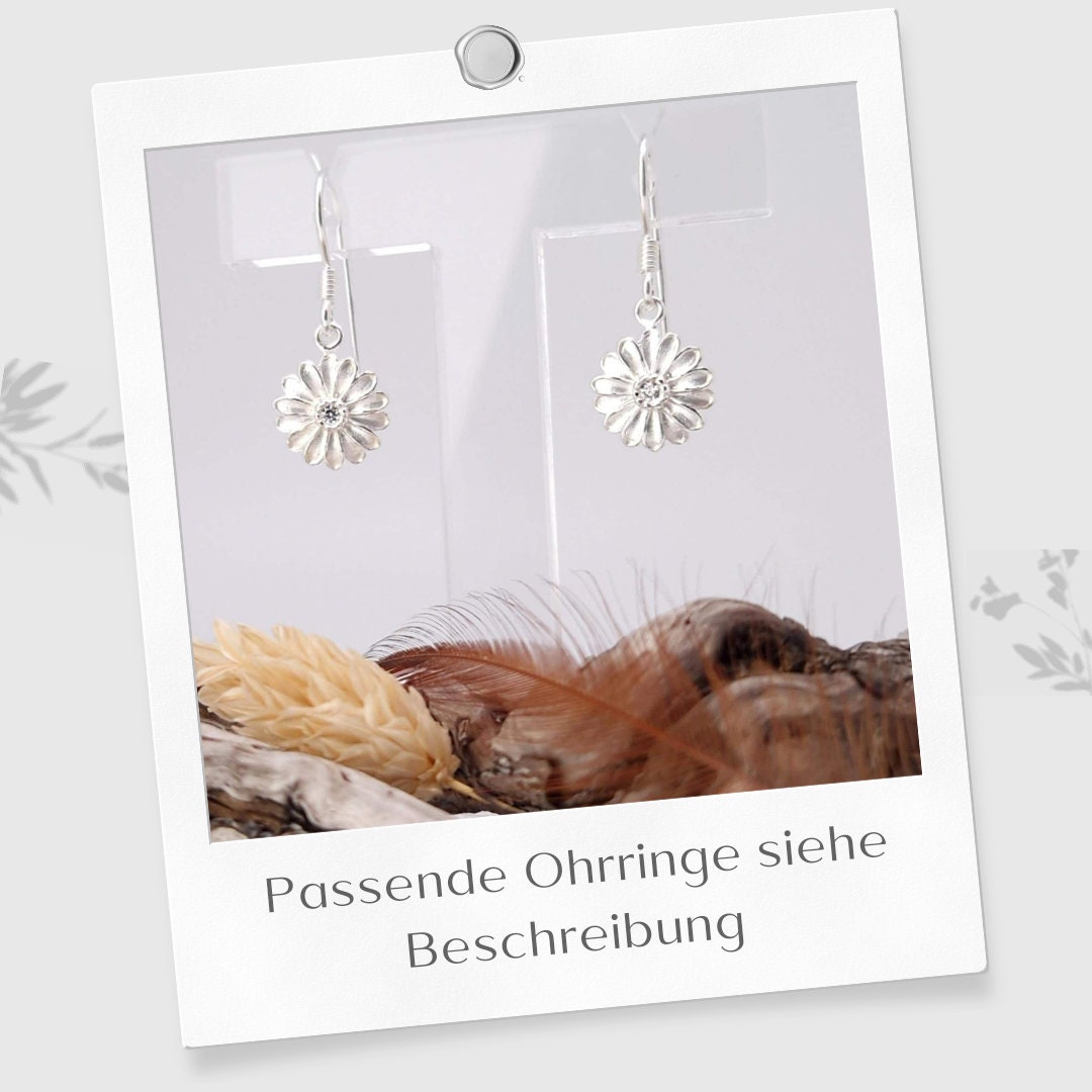 Halskette große Margerite 925 Silber Zirkonia Blume Anhänger