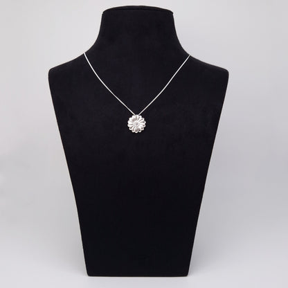 Halskette große Margerite 925 Silber Zirkonia Blume Anhänger