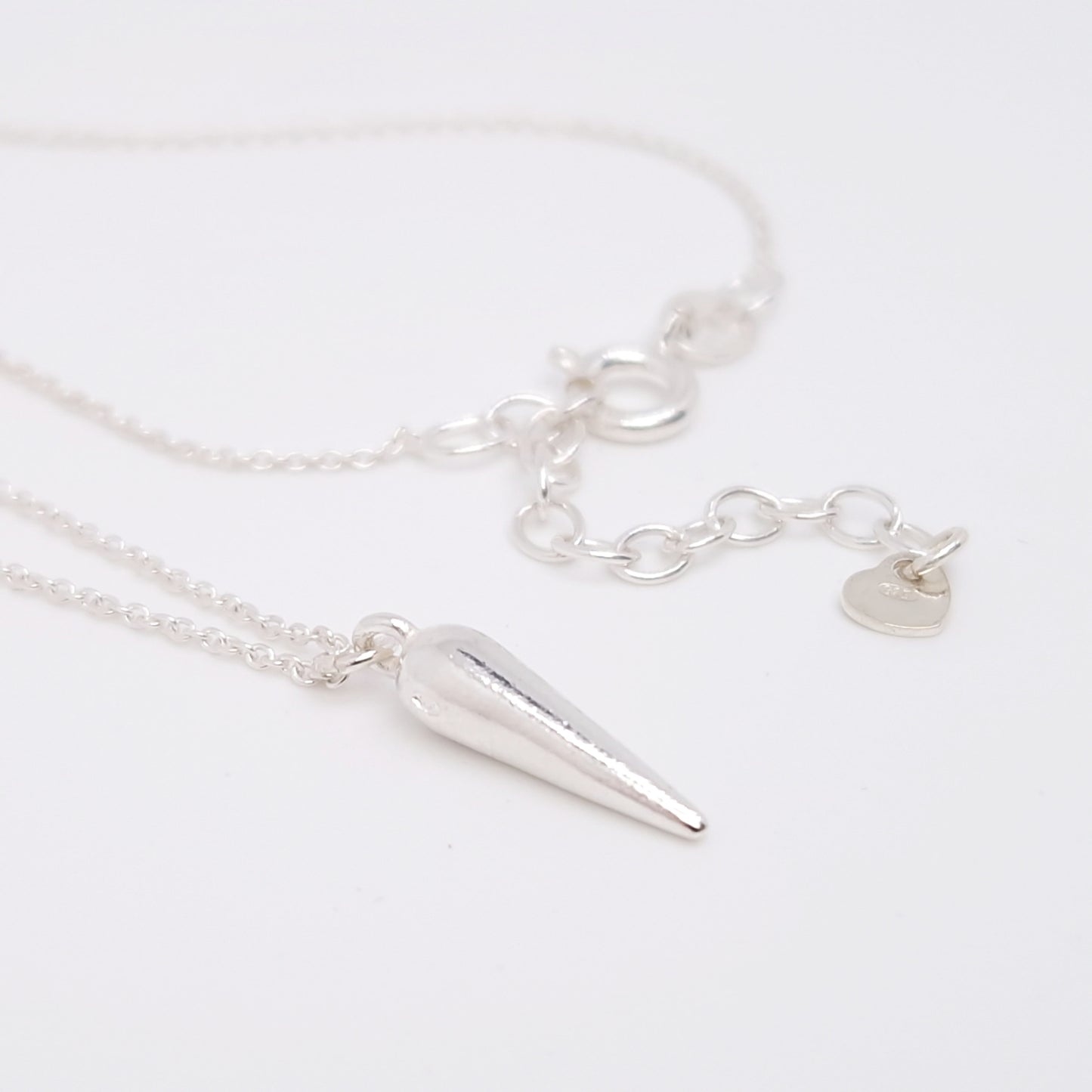 Halskette mit Spike Anhänger 925 Silber zarte Ankerkette