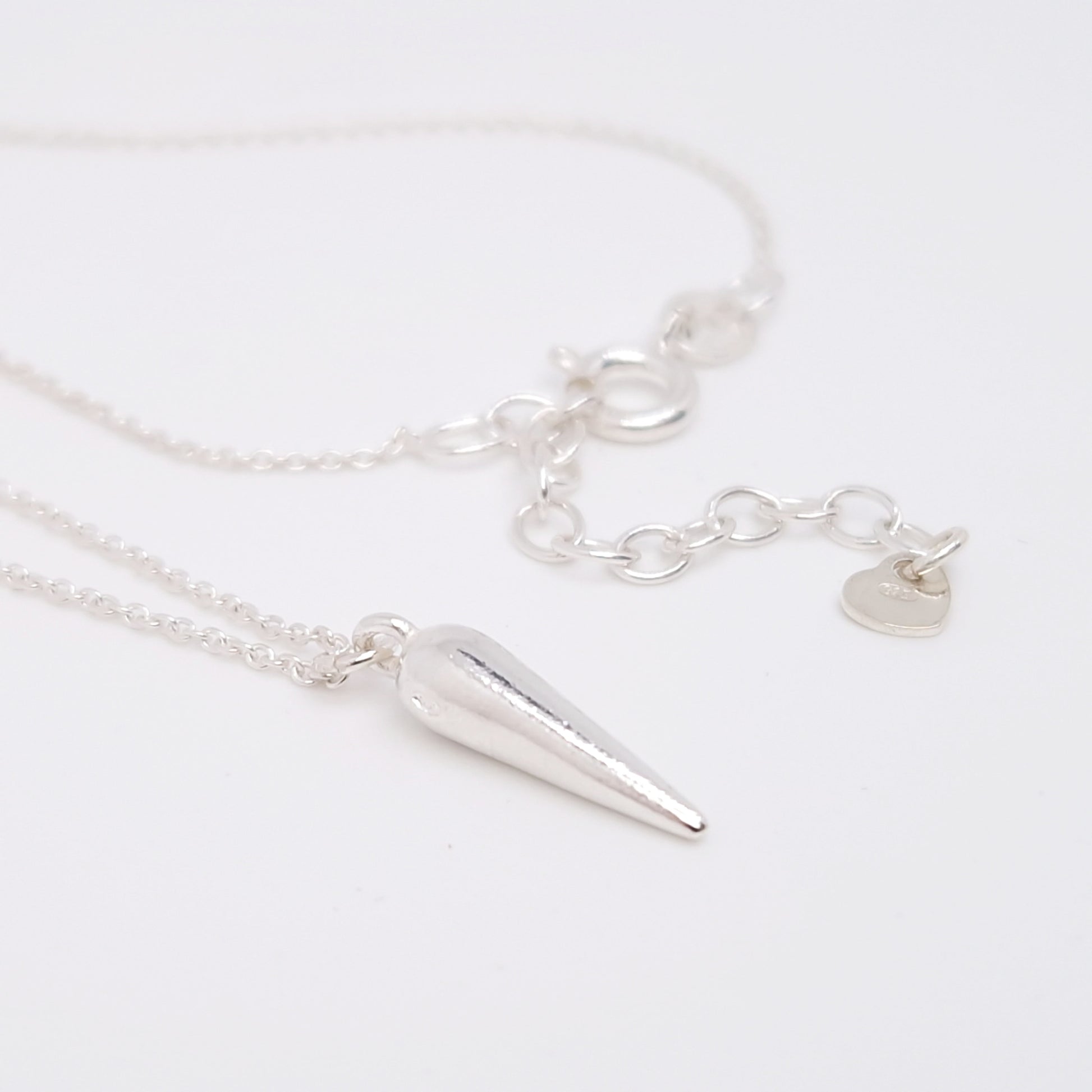 Halskette mit Spike Anhänger 925 Silber zarte Ankerkette