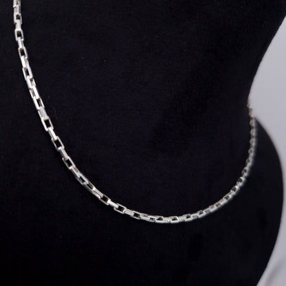 Paperclip Halskette 925 Silber Venezianer lange rechteckige Kettenglieder