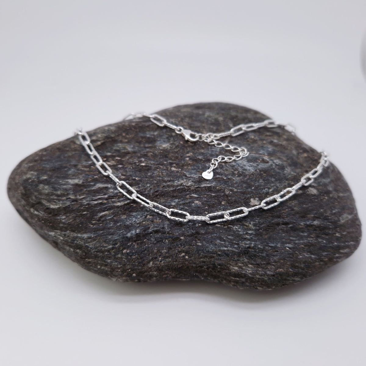Paperclip Kette 925 Silber strukturierte große Kettenglieder