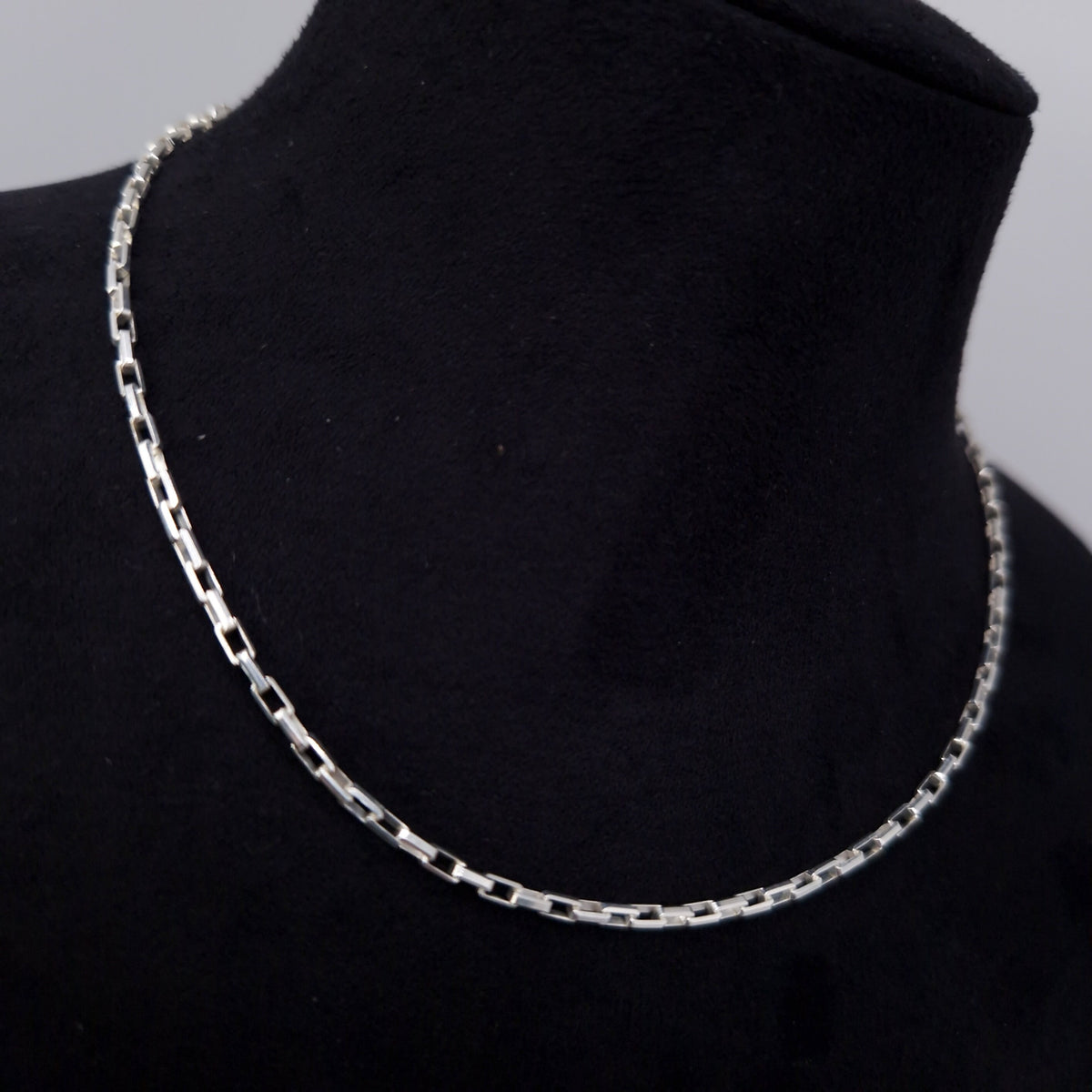 Paperclip Halskette 925 Silber Venezianer lange rechteckige Kettenglieder