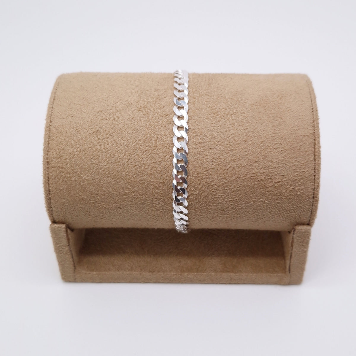 Armband Panzerkette flach breit 925 Silber massiv große Kettenglieder