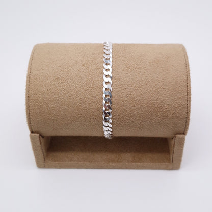 Armband Panzerkette flach breit 925 Silber massiv große Kettenglieder