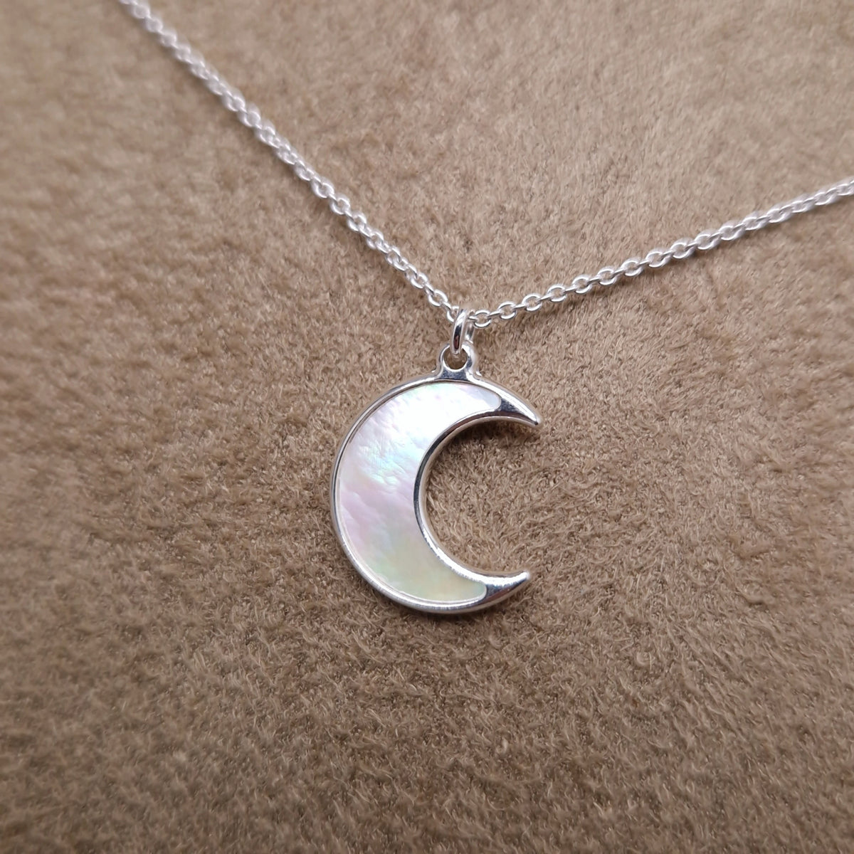 Halskette Halbmond mit Perlmutt 925 Silber
