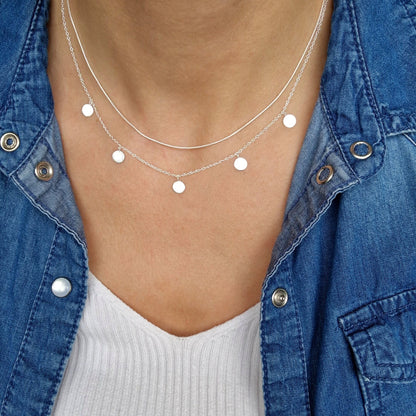 Halskette mit Plättchen-Anhängern rund 925 Silber