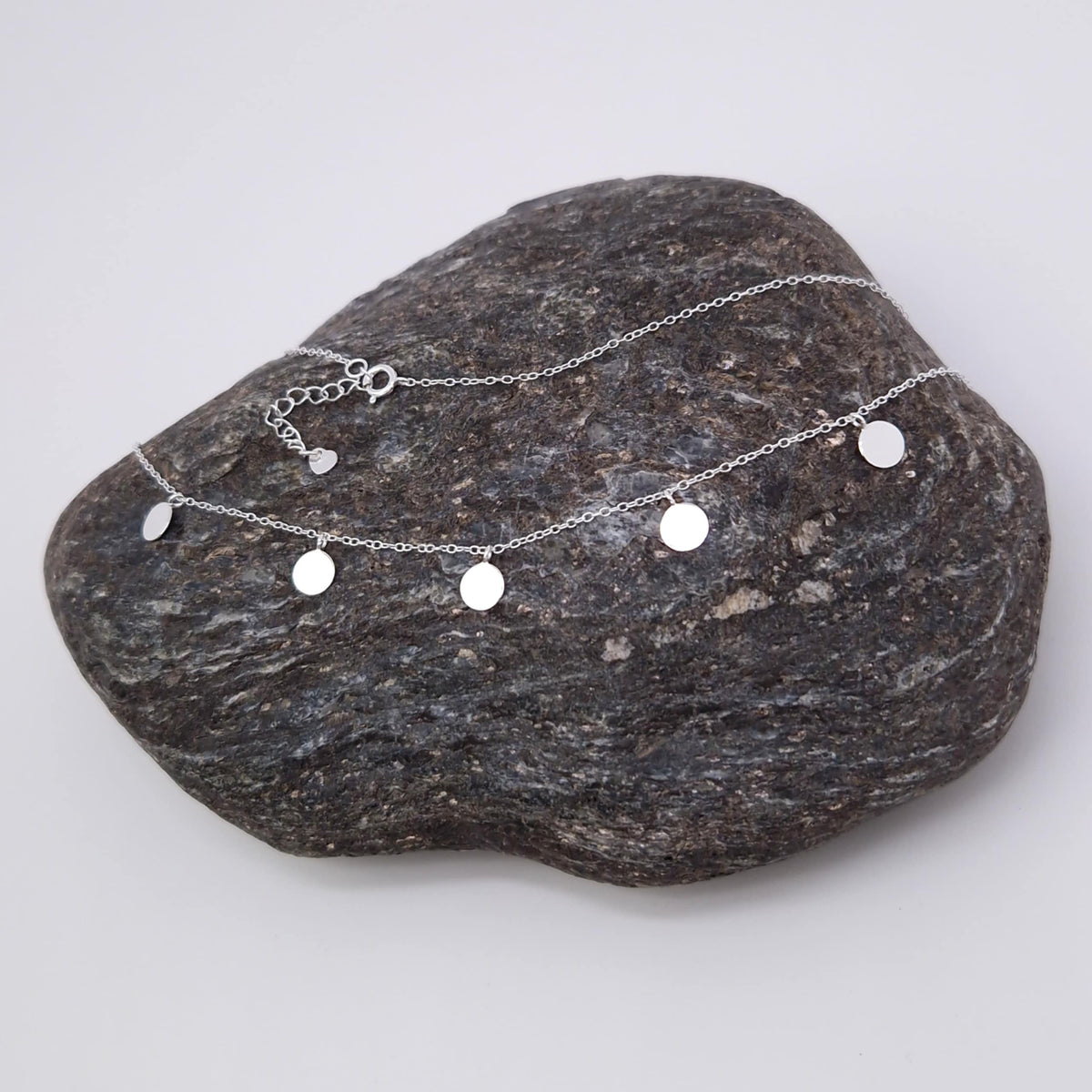 Halskette mit Plättchen-Anhängern rund 925 Silber