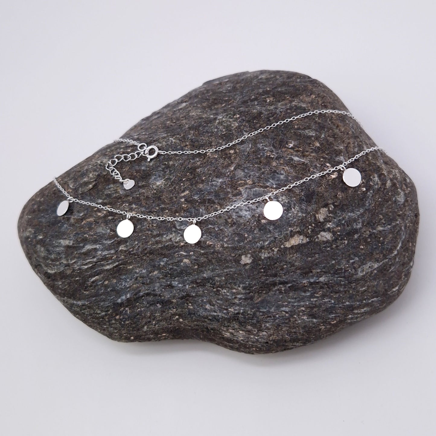 Halskette mit Plättchen-Anhängern rund 925 Silber