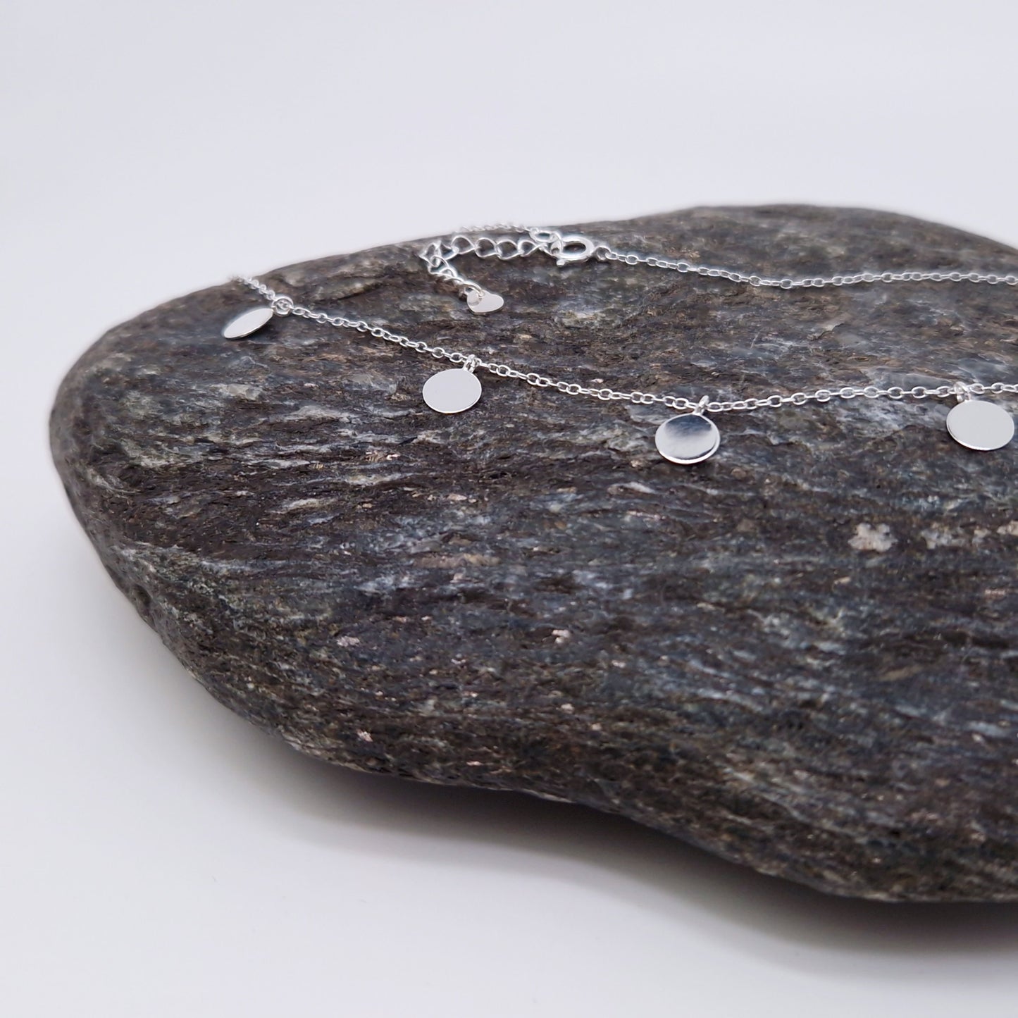 Halskette mit Plättchen-Anhängern rund 925 Silber