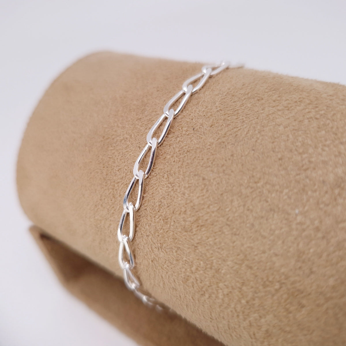 Armband Panzerkette 925 Silber lange rechteckige große Kettenglieder