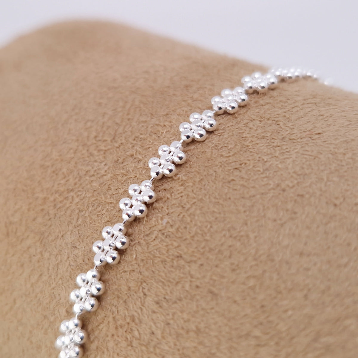Armband Blumen Perlen 925 Silber Kugelkette zart filigran