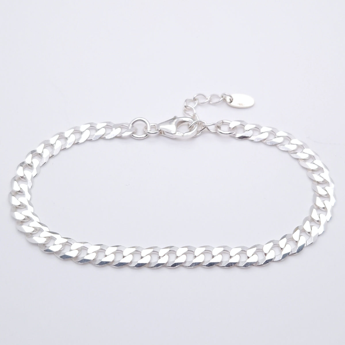 Armband Panzerkette flach breit 925 Silber massiv große Kettenglieder