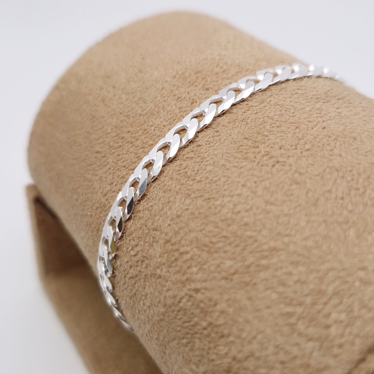Armband Panzerkette flach breit 925 Silber massiv große Kettenglieder