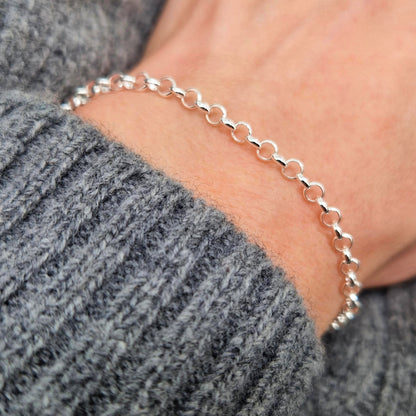 Armband Jasseron breit 925 Silber runde Ankerkette große Kettenglieder 3,5 mm