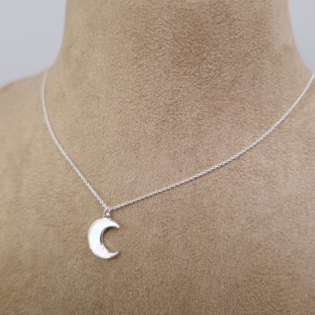 Halskette Halbmond mit Perlmutt 925 Silber